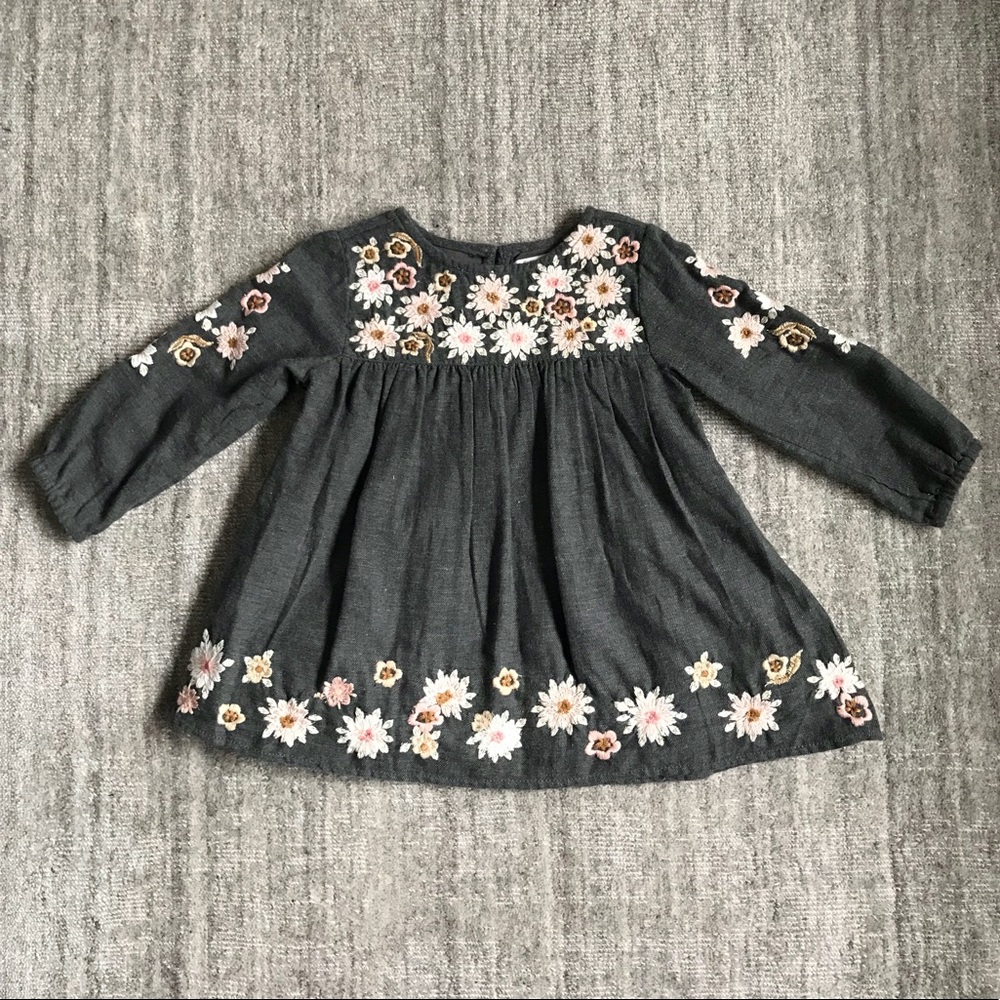 Zara Baby Girl Floral Embroidered Dress